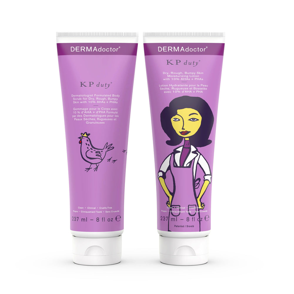 DERMAdoctor KP Bump Eraser scrub jar shows exfoliation for smoother skin.