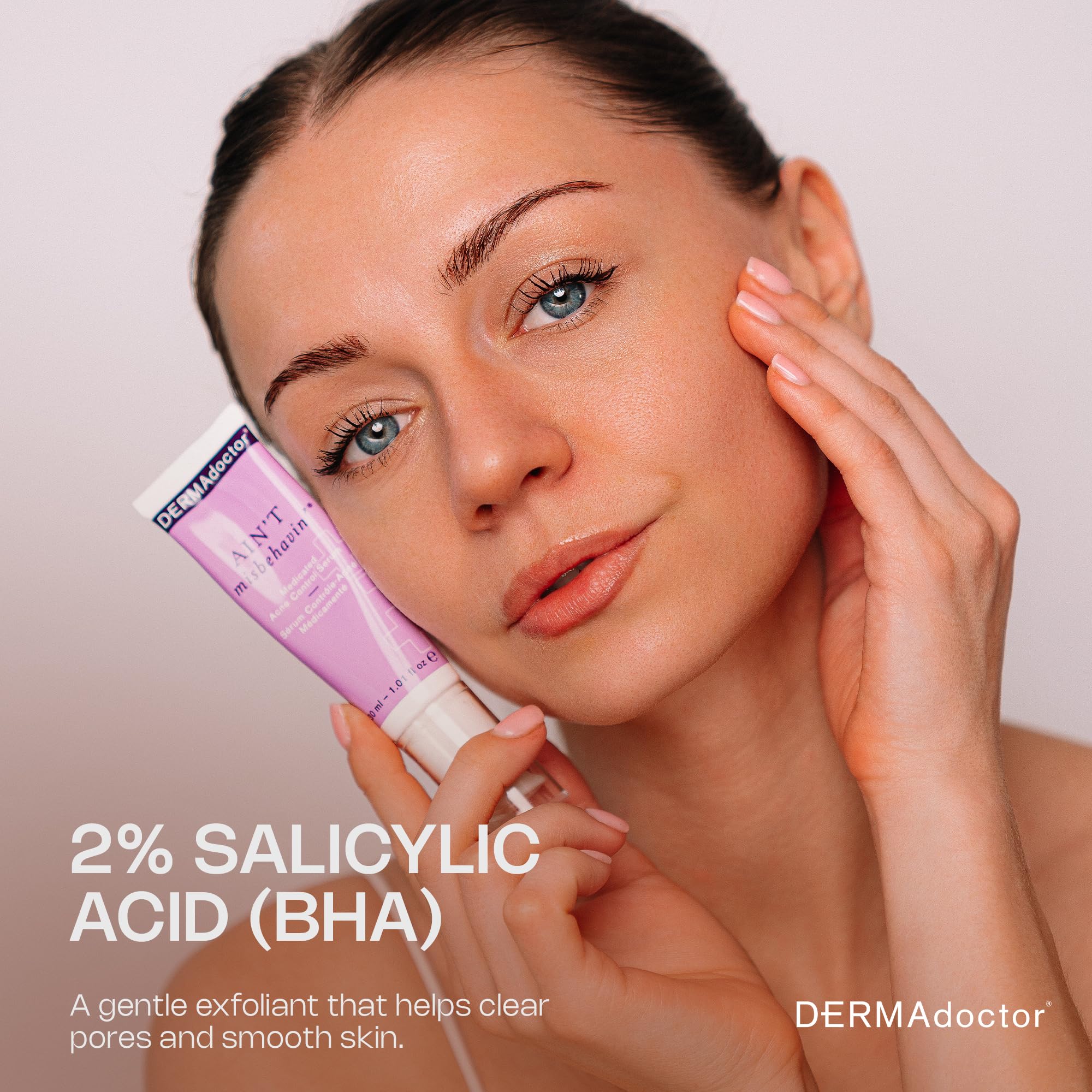 DERMAdoctor matte finish closeup demonstrates non-greasy skin
