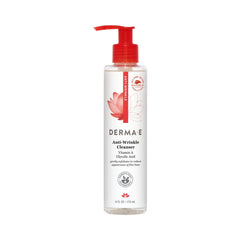 Derma E anti-wrinkle cleanser bottle with pump for easy daily cleansing and makeup removal.