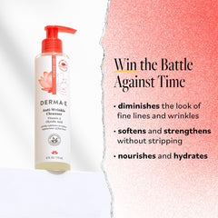 Close-up of glycolic acid benefit in Derma E formula for smoother skin.