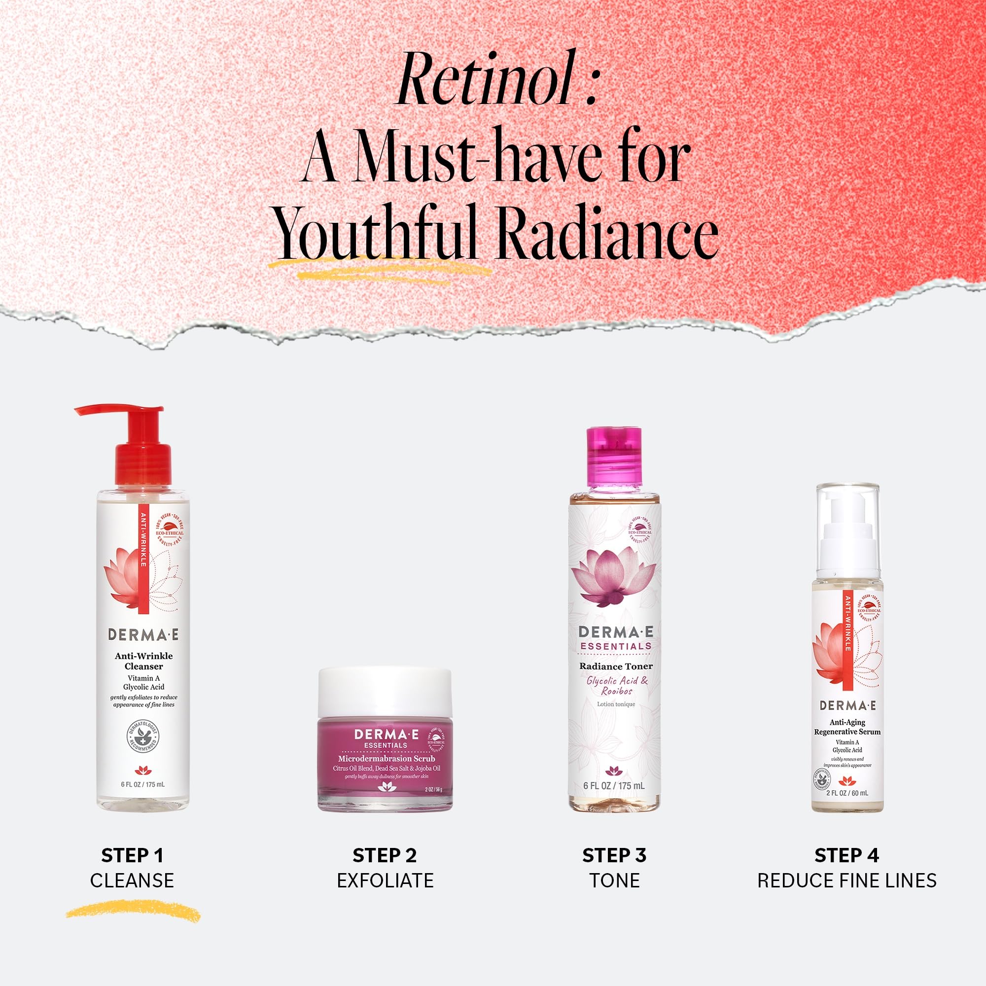 Sea kelp in Derma E formula supports elasticity and nourished skin.