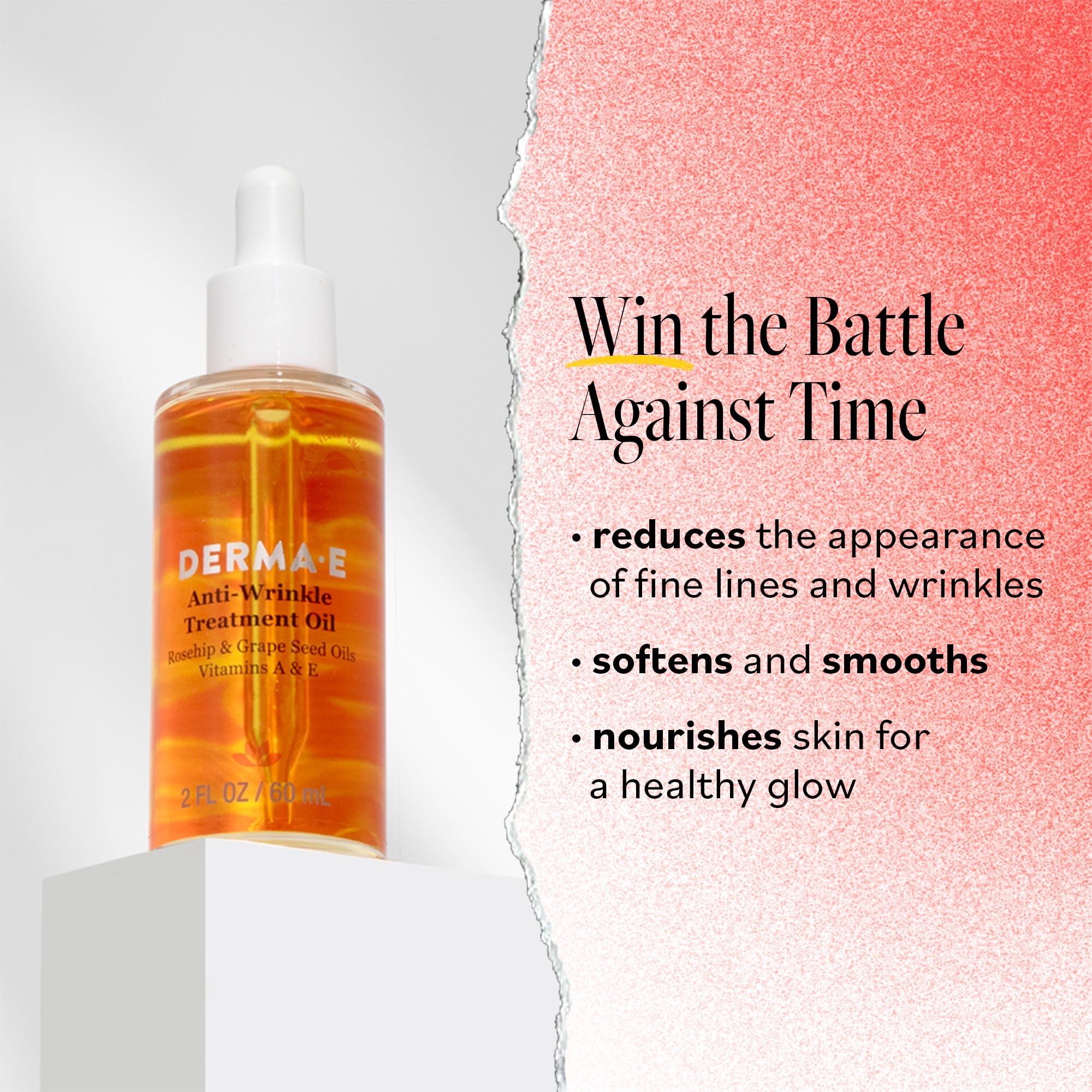 Derma E oil applied to neck with gentle strokes for smooth skin.