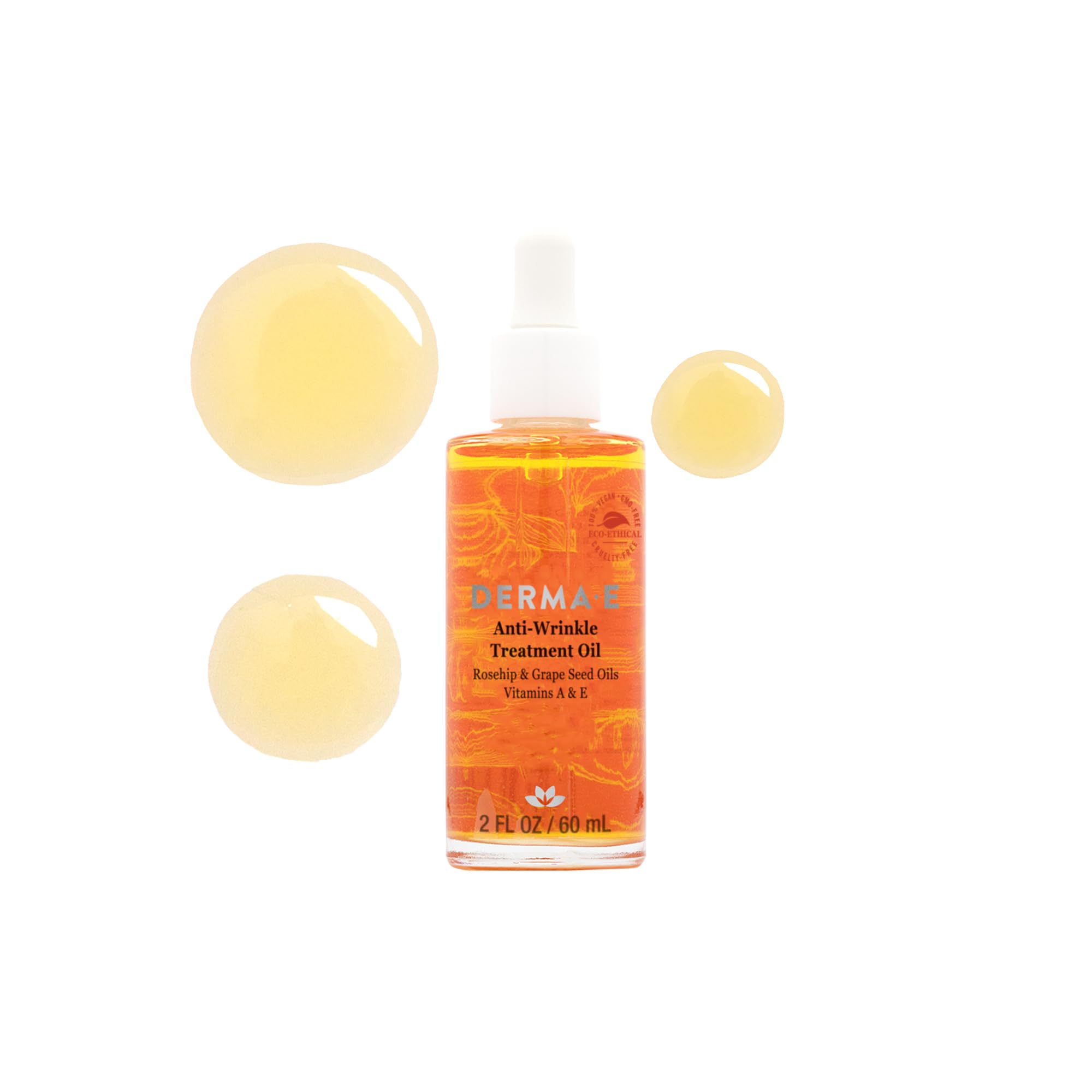Derma E vegan, cruelty-free oil in recyclable packaging.
