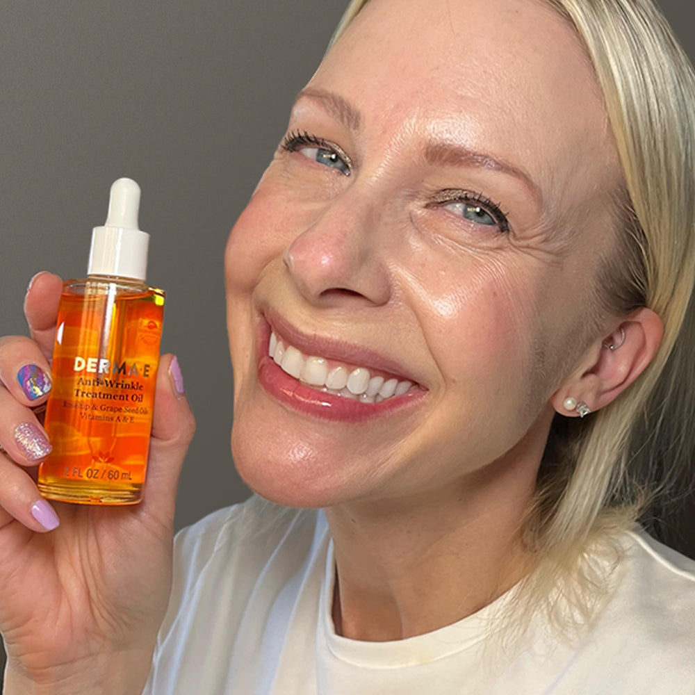 Derma E Anti-Wrinkle Oil with rosehip nourishes skin.