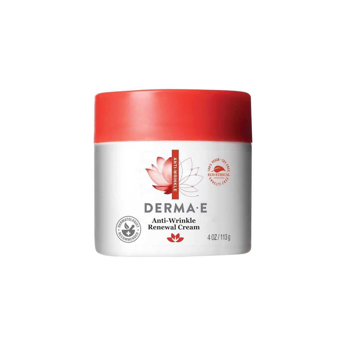 Derma E Anti-Wrinkle Vitamin A Creme jar, delivers smoother, softer skin for daily care.
