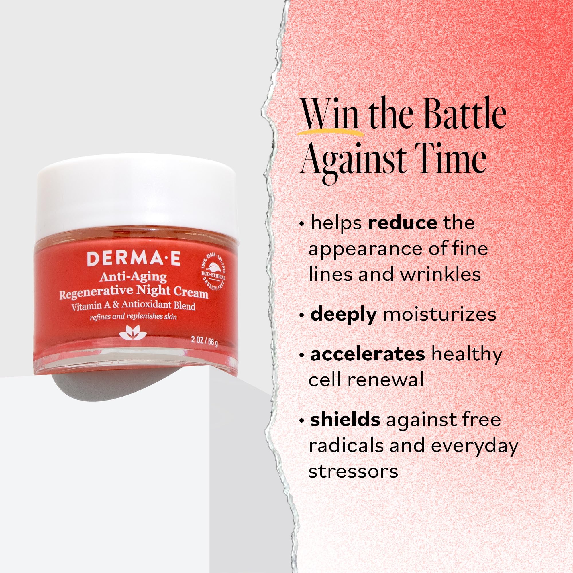 Derma E astaxanthin-rich cream swirl highlighting antioxidant protection for skin.