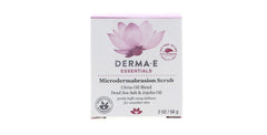 Derma E Microdermabrasion Scrub bottle with Dead Sea salt for gentle exfoliation.