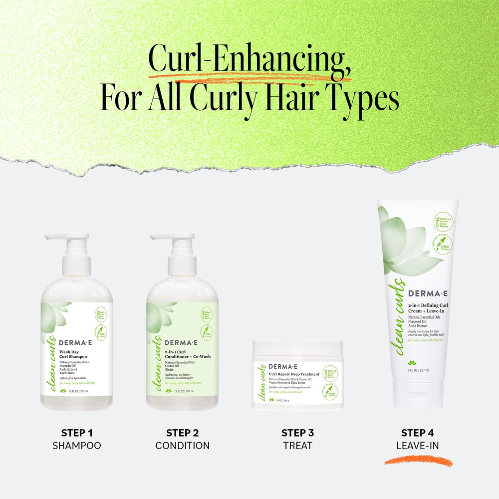 Derma E Ramos 2-in-1 Defining Curl Cream Leave-In on shelf with 8 oz size