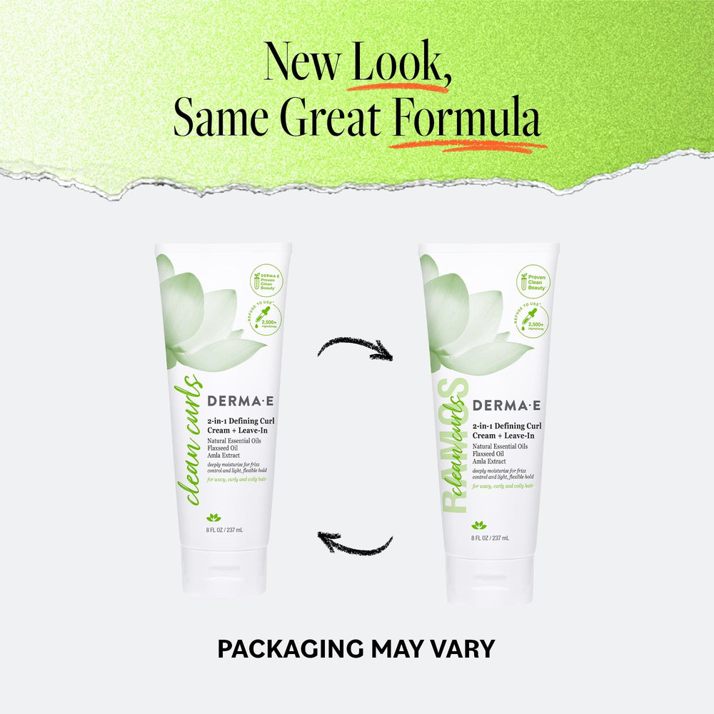 Derma E Ramos 2-in-1 Defining Curl Cream Leave-In on wet hair defines curls softly
