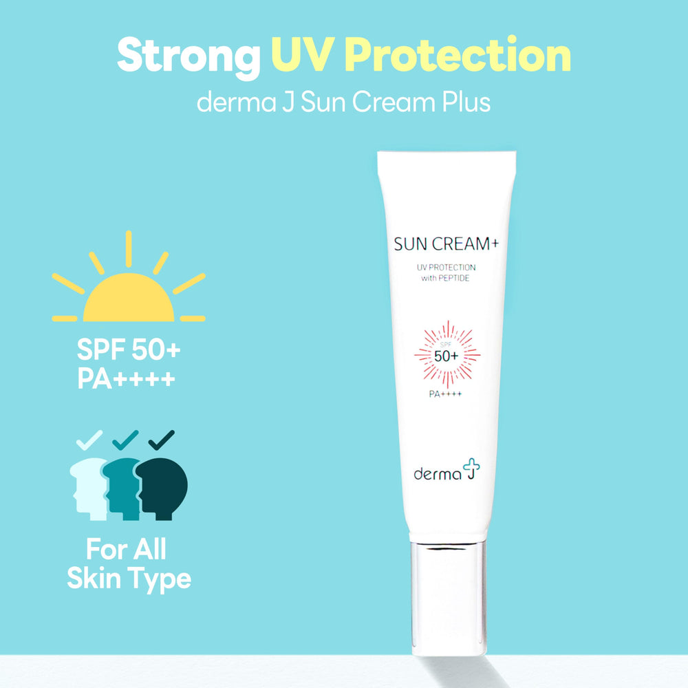 Derma J sunscreen texture shown as lightweight and quick-absorbing