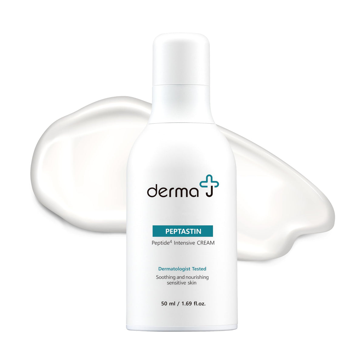 Derma J Premium Face Cream bottle close-up showing the peptide formulation for skin recovery