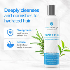 DermaChange hair shampoo application shot demonstrating gentle lather for thinning hair