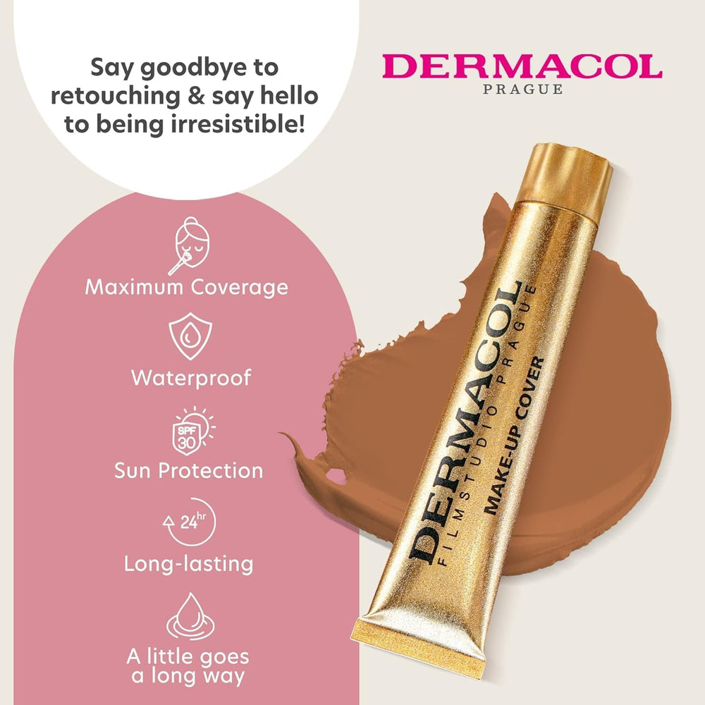 Dermacol 17-shades range swatches illustrate inclusive shade options for many skin tones.