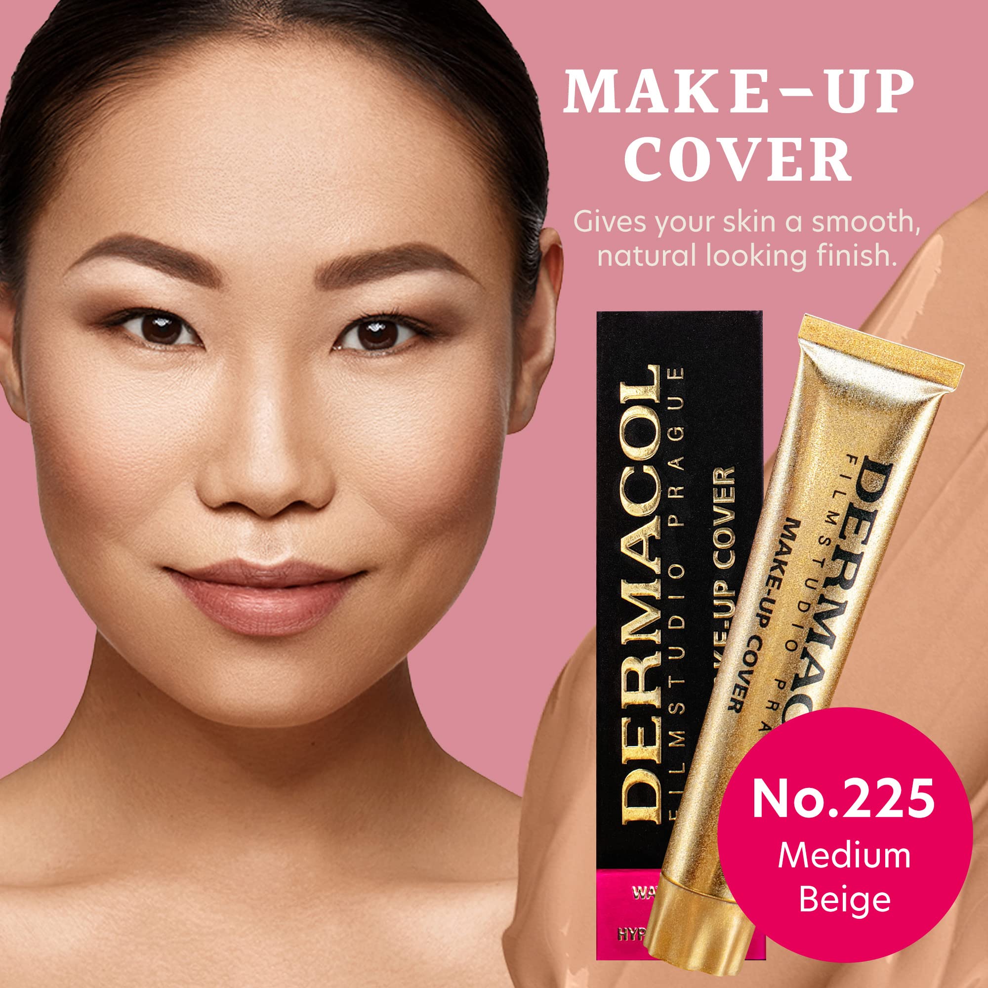 Dermacol foundation on face close-up reveals flawless matte finish