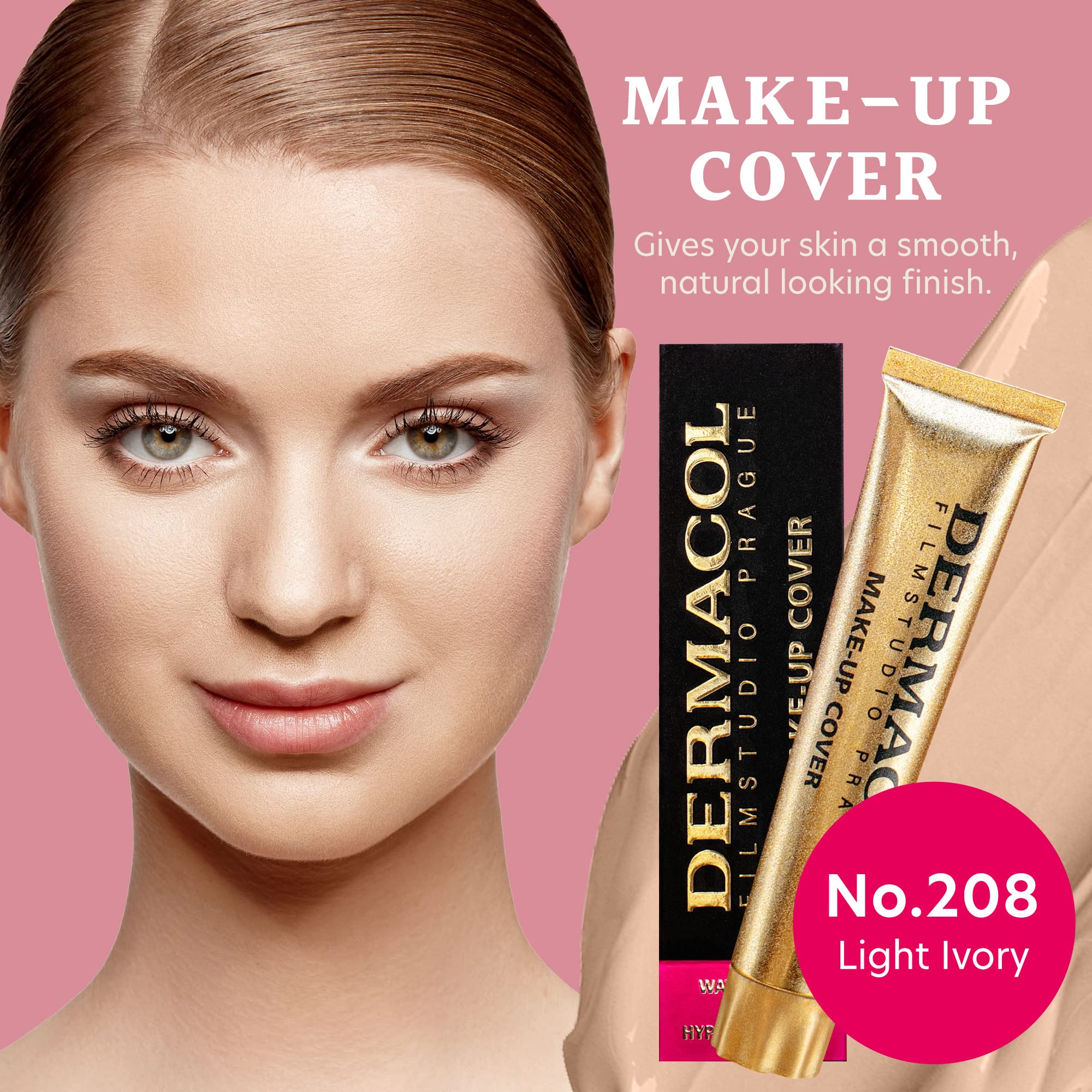 Dermacol shade 208 foundation swatches on skin for easy color matching
