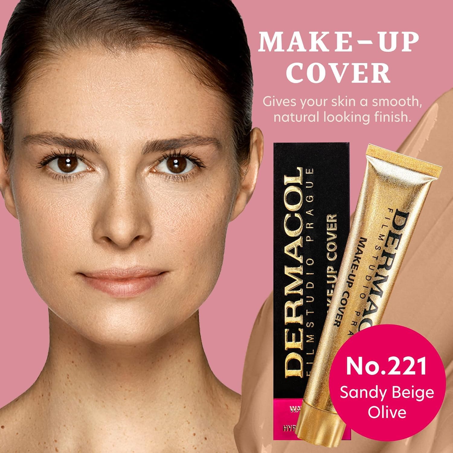 Dermacol 221 swatches on skin showing even tone and versatility