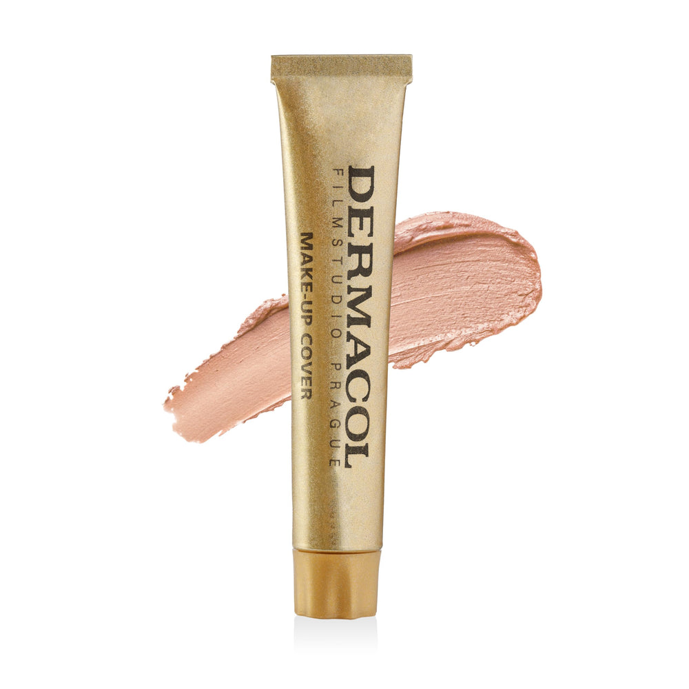 Dermacol SPF 30 liquid foundation packaging highlighting protection and long wear.