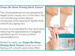 Hands applying Dermactin Crepe Be Gone neck cream to neck area.