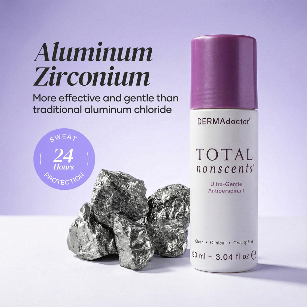 DERMAdoctor aluminum-zirconium-tetrachlorohydrex-glycine close-up shows active ingredient.