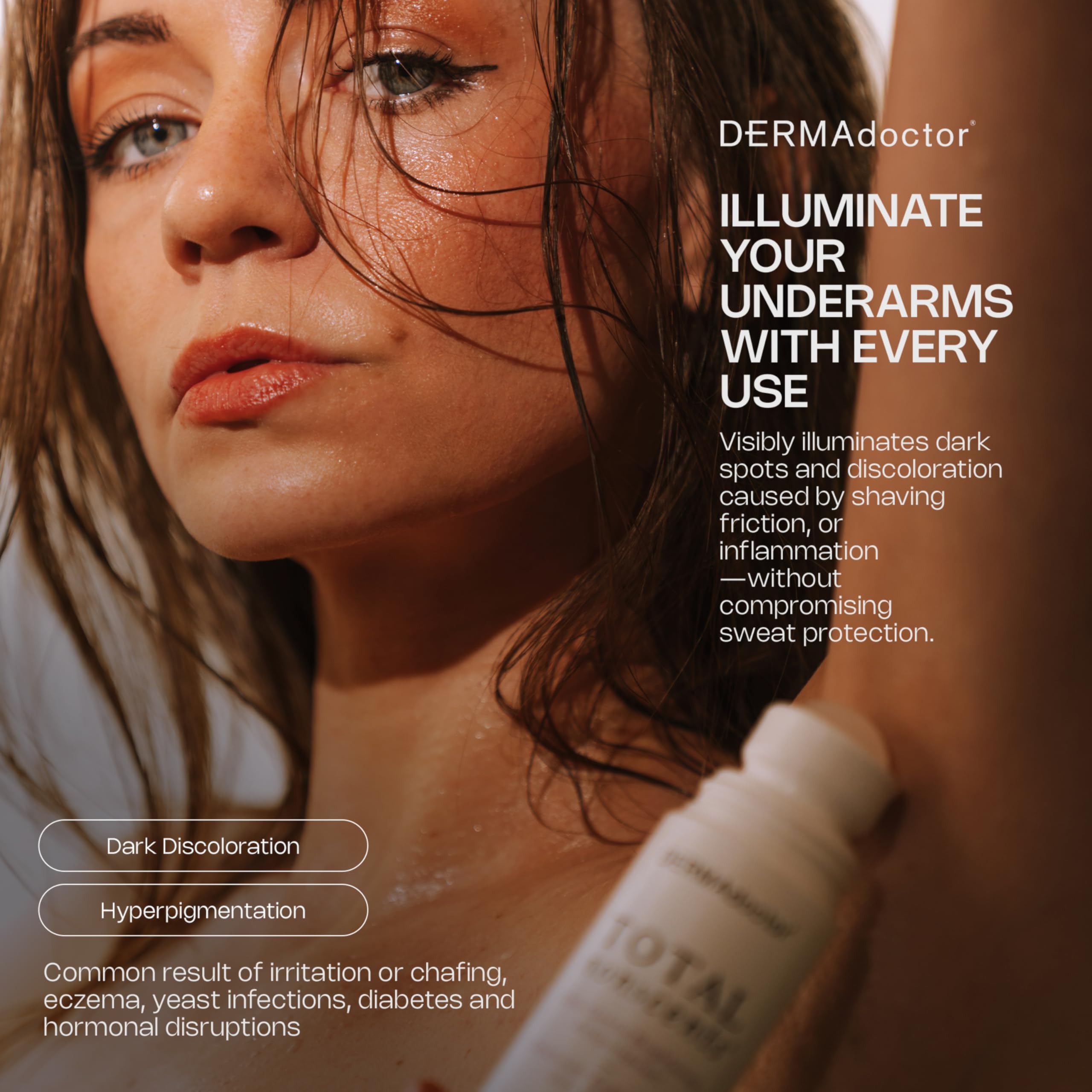 DERMAdoctor clear water-based gel leaves no visible residue on skin.