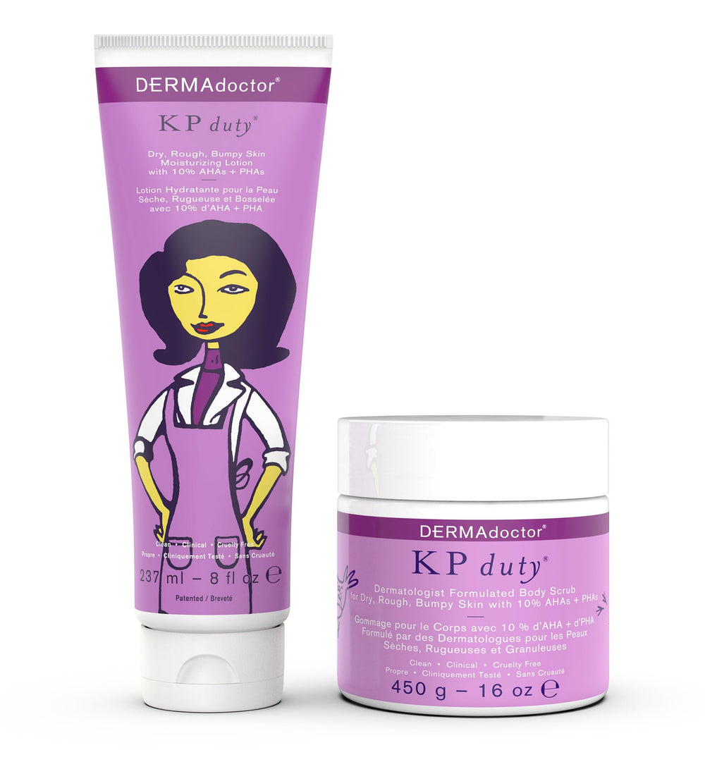 DERMAdoctor KP Bump Eraser scrub jar showing texture that smooths KP patches