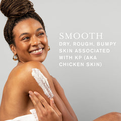 DERMAdoctor KP Bump Eraser scrub texture on skin shows smooth, even tone
