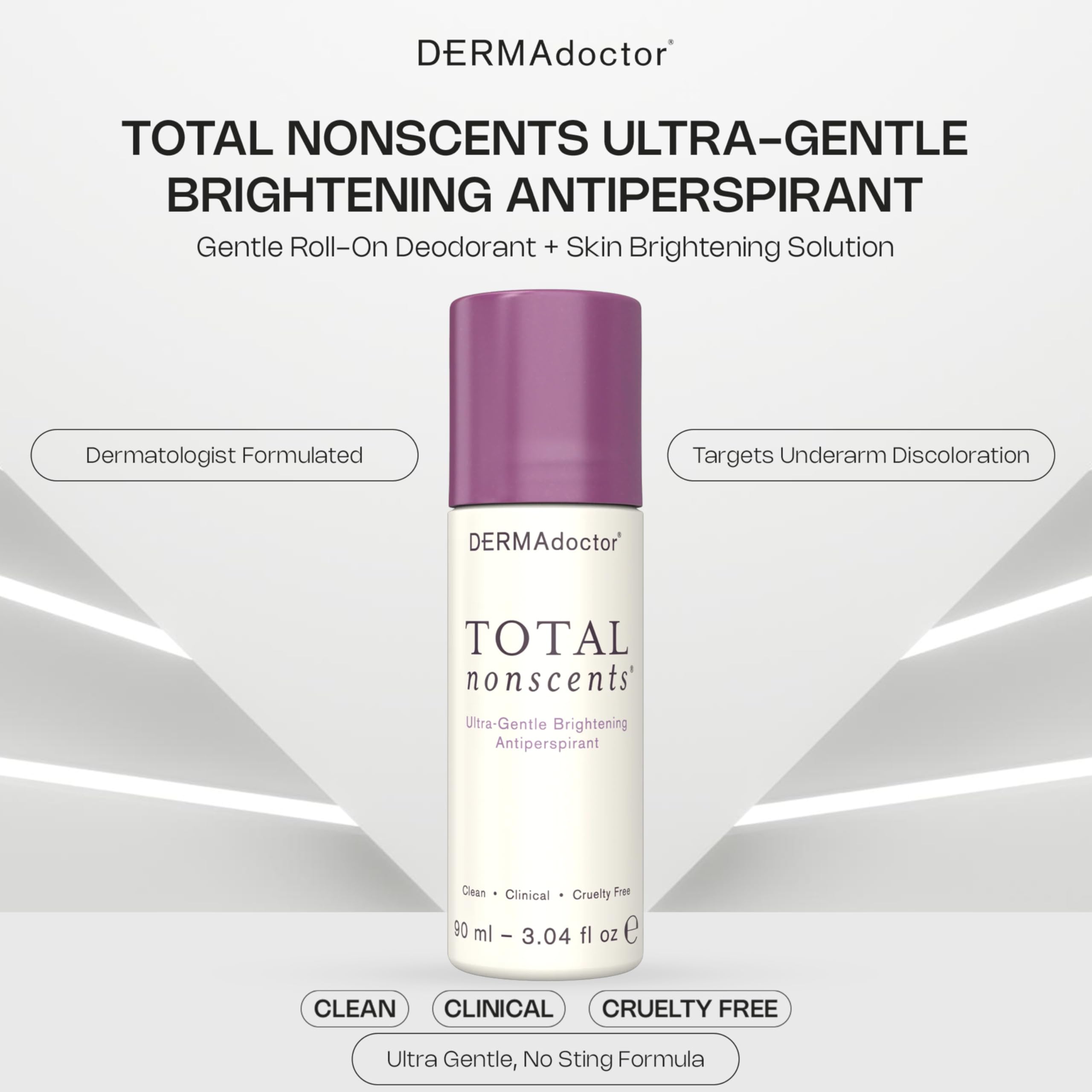 DERMAdoctor sensitive skin hypoallergenic roll-on deodorant demonstrates gentle, irritation-free underarm care.