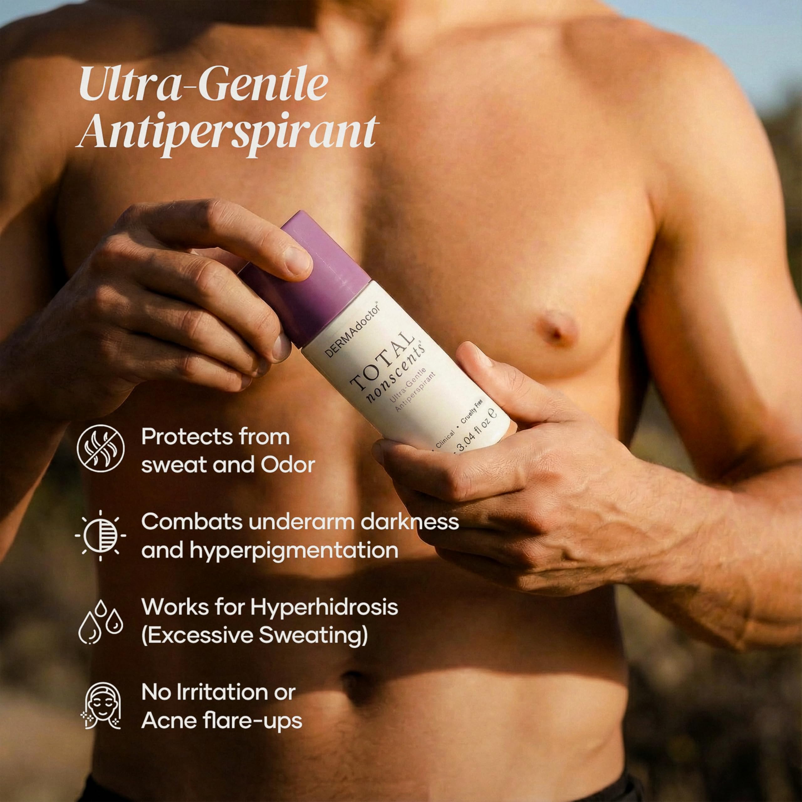 DERMAdoctor unscented roll-on application provides smooth glide for daily use.