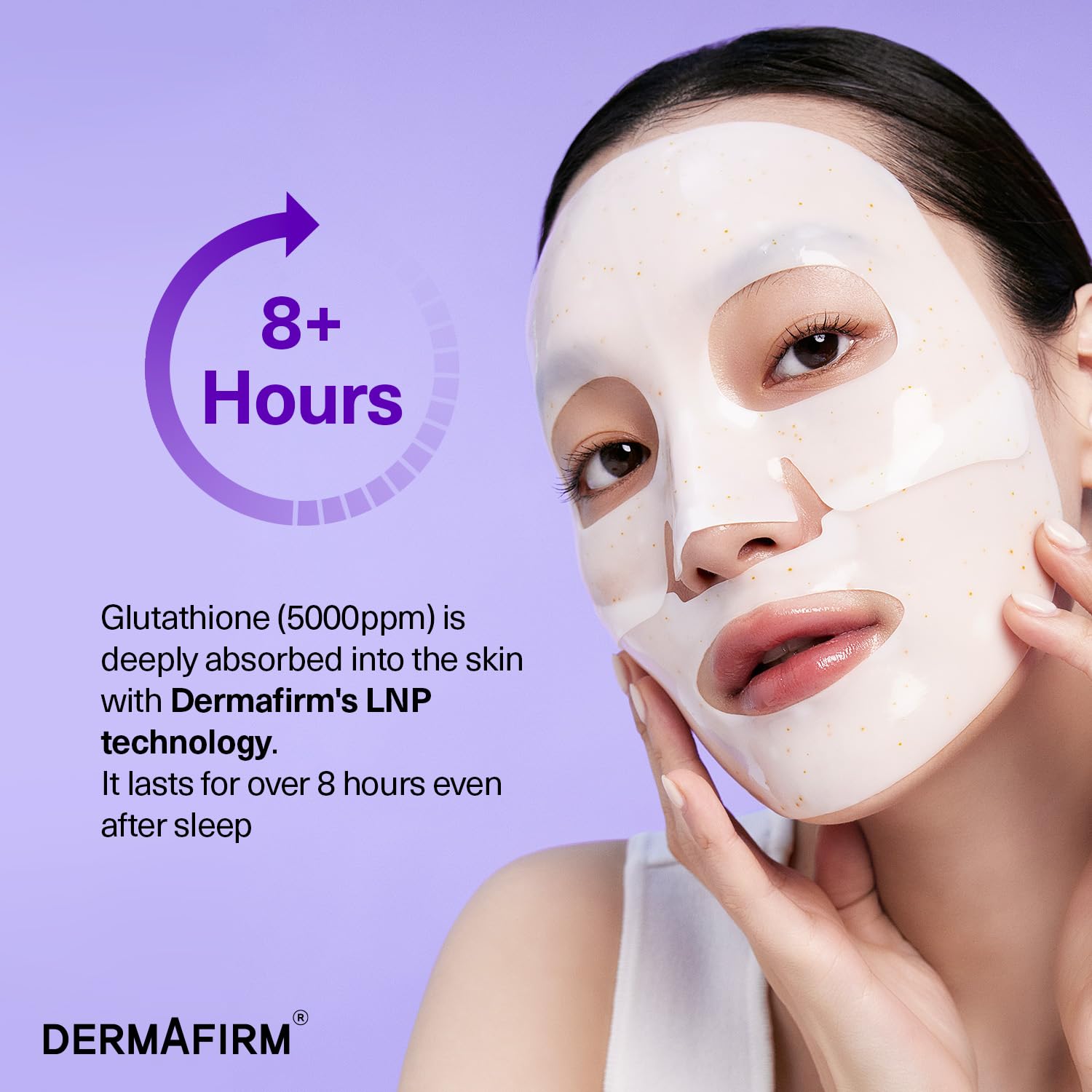 Dermafirm color-changing mask visual demonstrates active absorption.