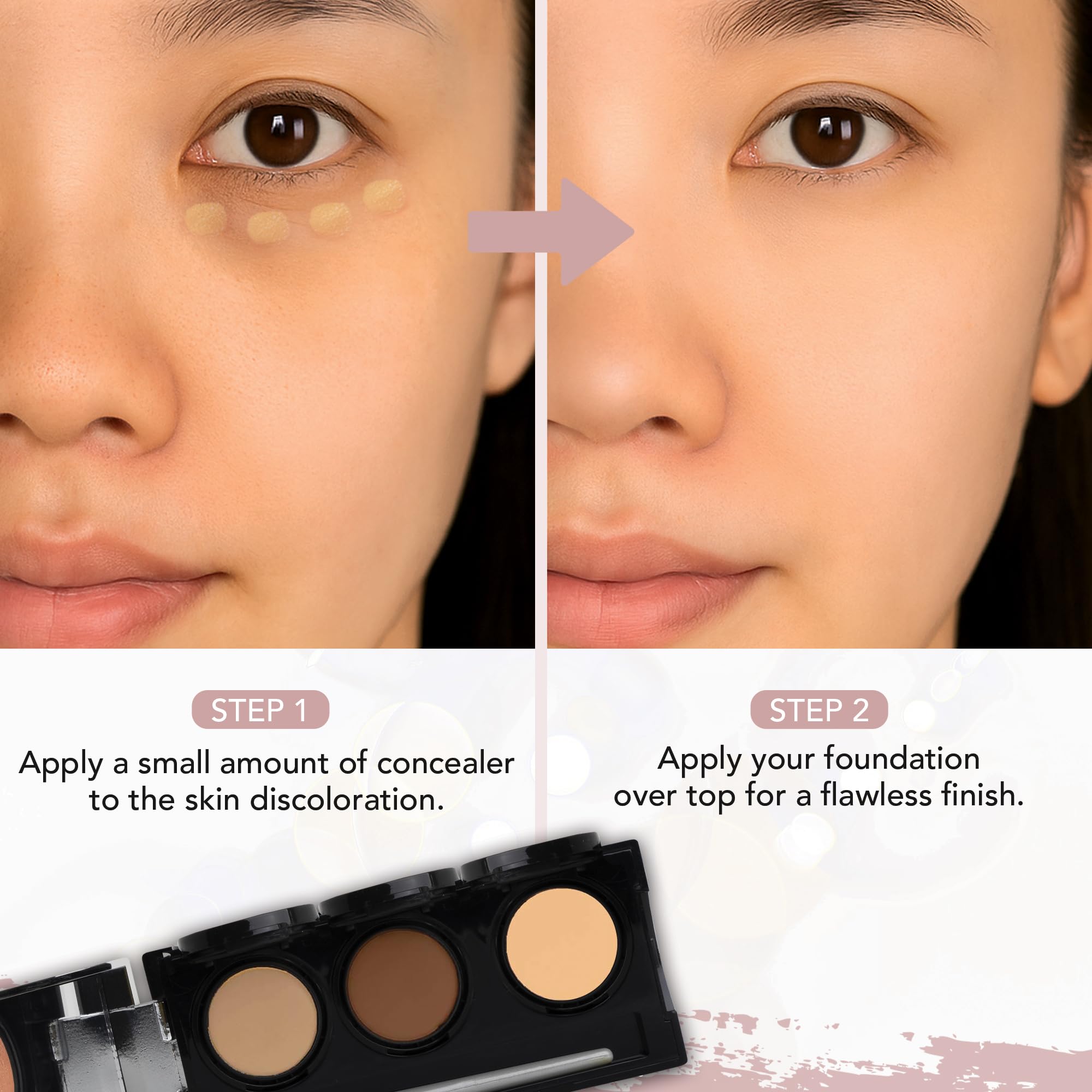 Dermaflage concealer brush applying precise blend for seamless finish
