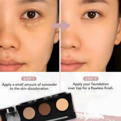 Dermaflage concealer brush applying precise blend for seamless finish