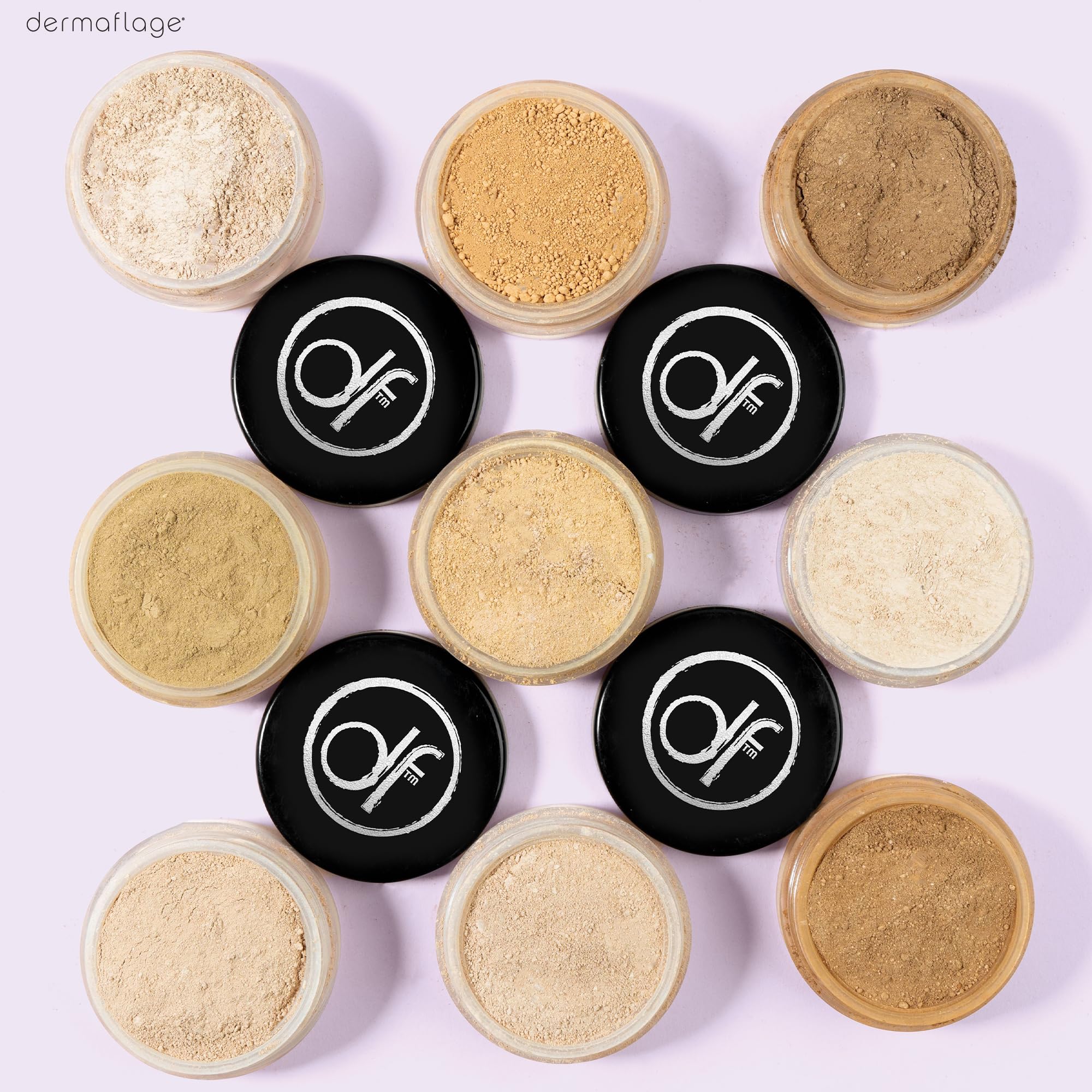 Dermaflage long-lasting mineral sunscreen powder with smudge-proof wear.