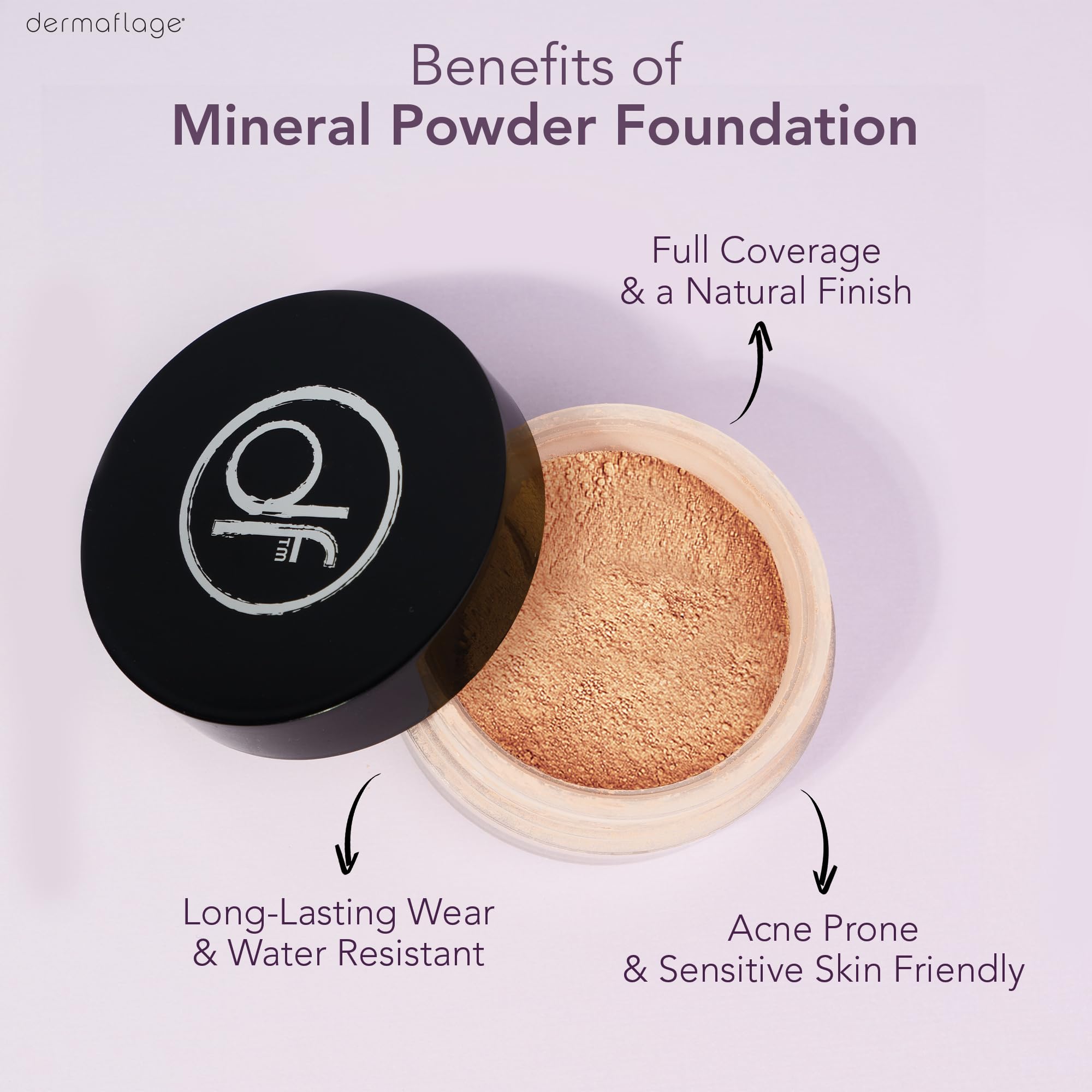 Dermaflage Bronze Medium application using a powder brush for seamless blend