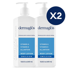 Dermaglós packaging highlights value and long-lasting hydration.