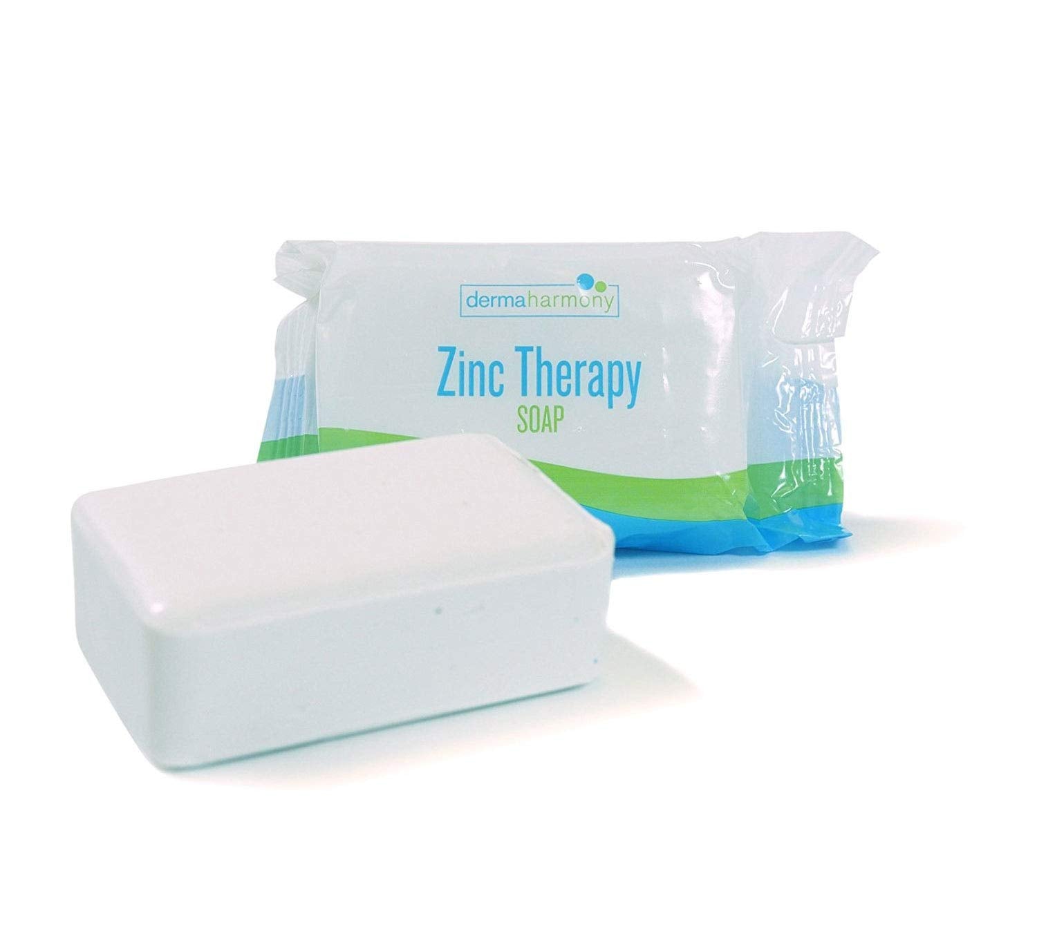 DermaHarmony zinc bar soap packaging box showcases USA-made vegan formula