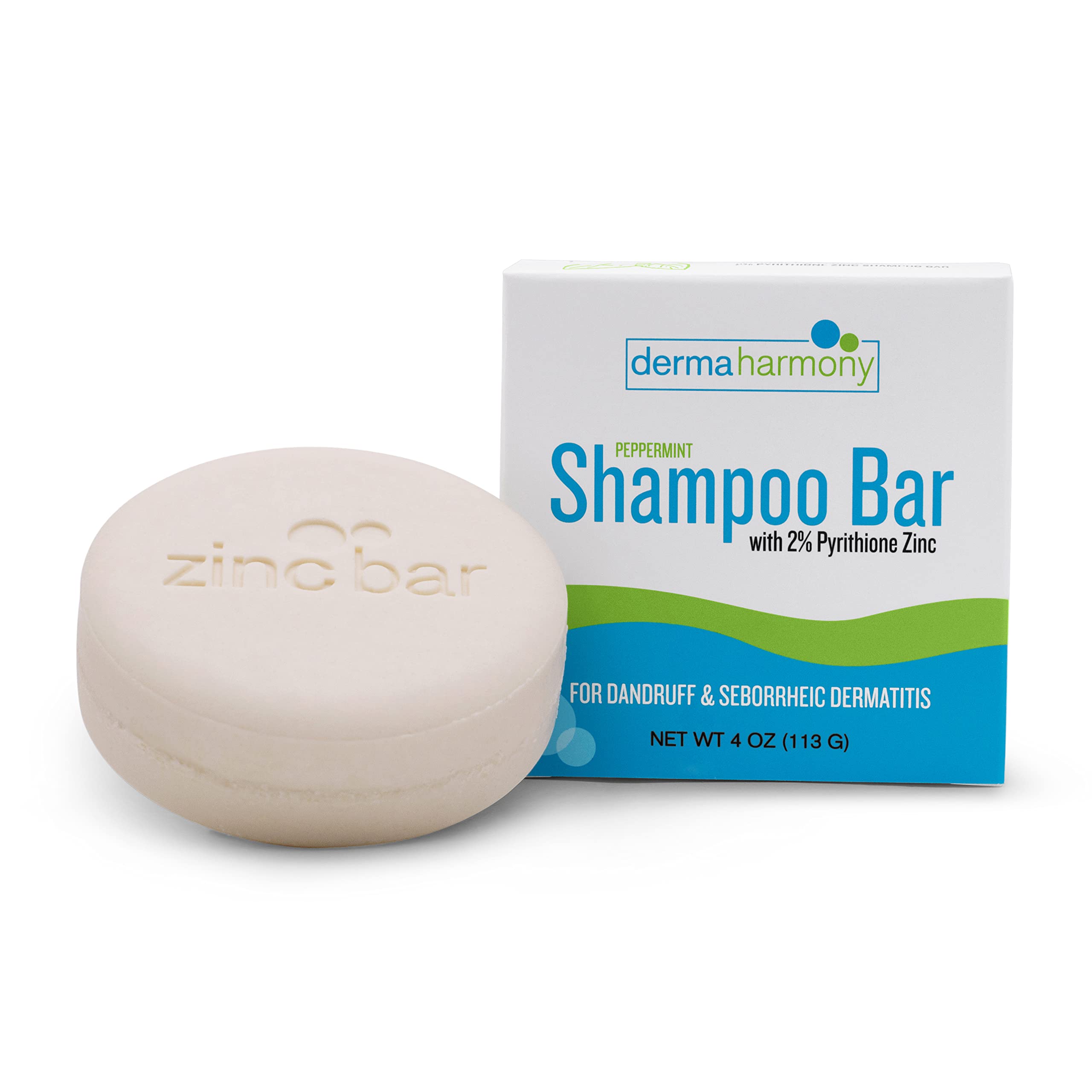 DermaHarmony 2% zinc shampoo bar creates rich lather for scalp cleansing.