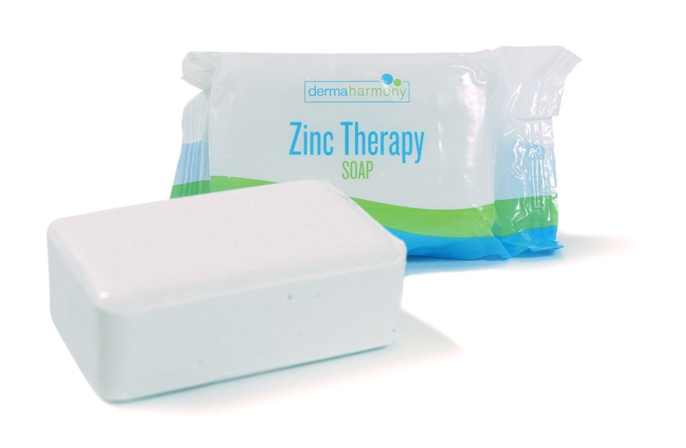 DermaHarmony Pyrithione Zinc soap bar with coconut and olive oils for gentle daily care.