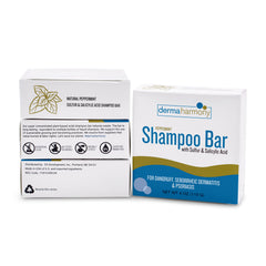 Dermaharmony shampoo bar close-up showing rich lather for thorough scalp cleansing