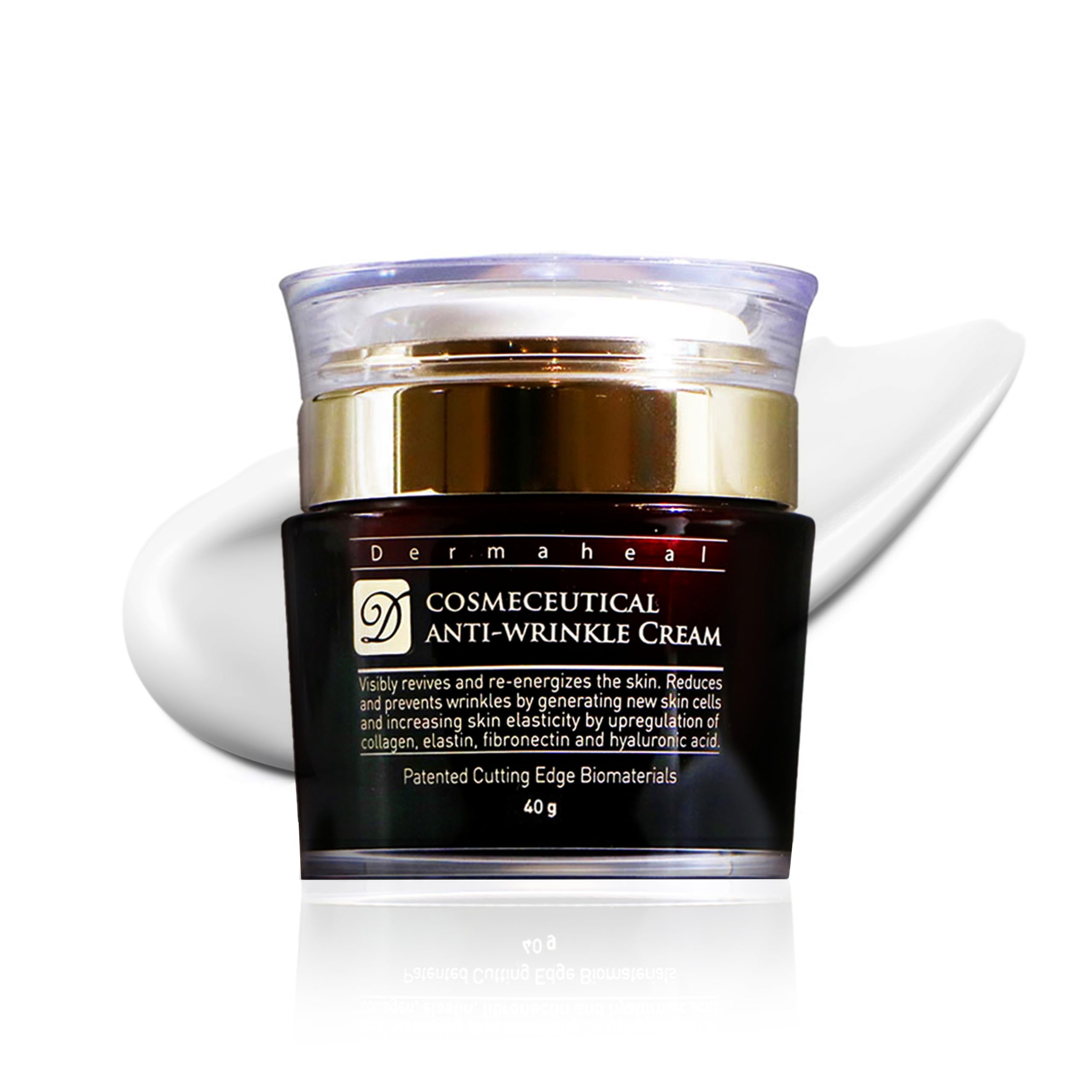 Dermaheal anti-wrinkle cream bottle shows advanced peptide formula for smoother, hydrated skin.