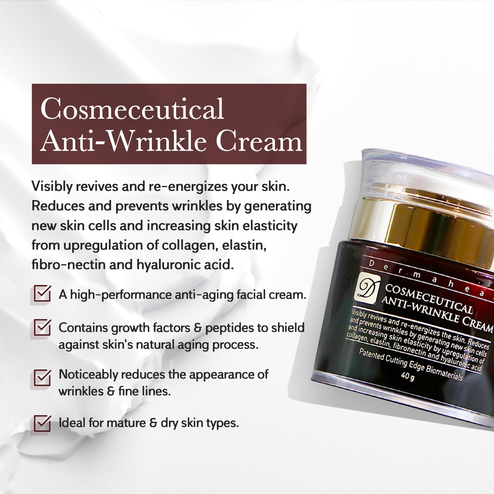 Dermaheal cream texture on skin demonstrating deep hydration and easy absorption.