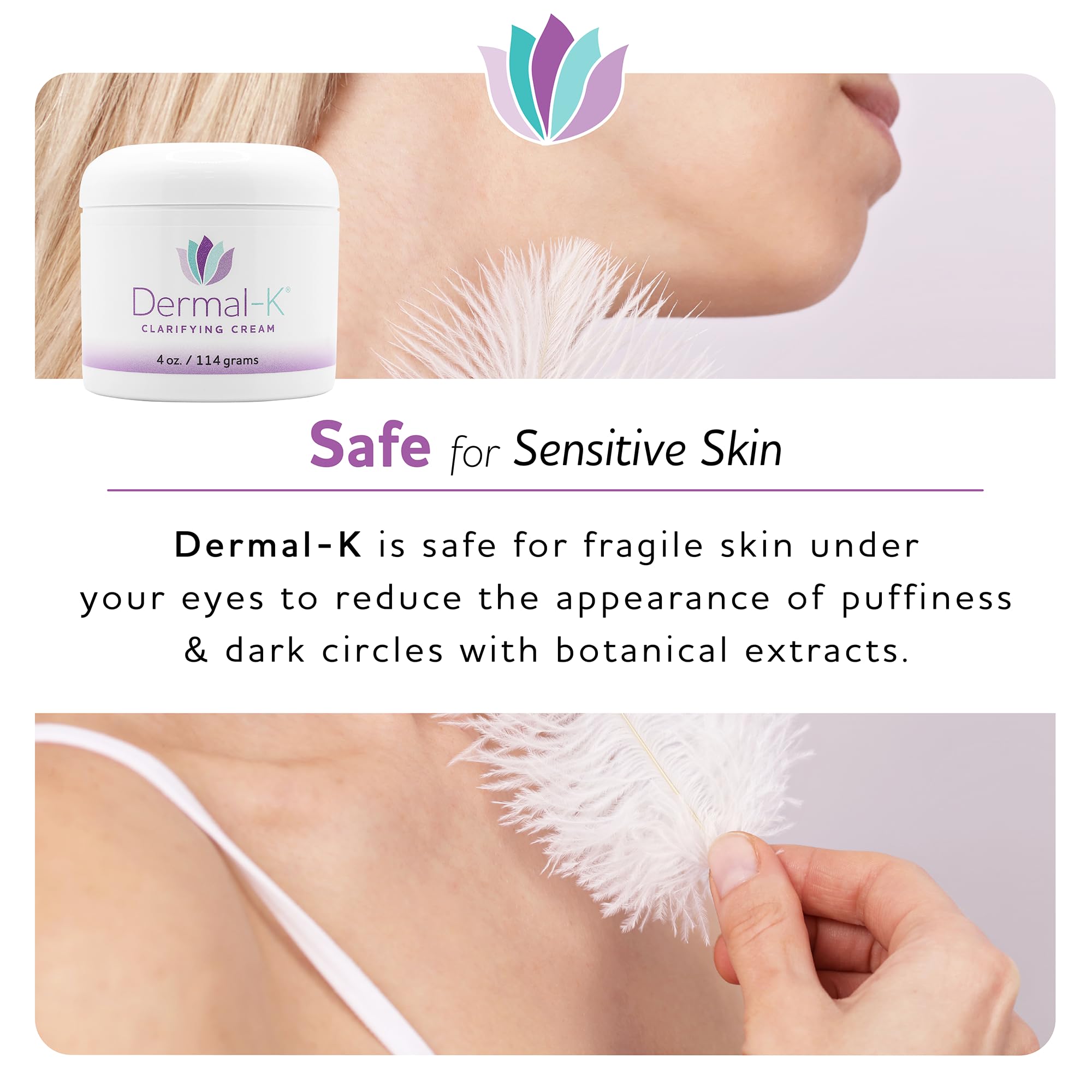 Dermal-K skin hydration glow shot suggesting refreshed, comfortable skin