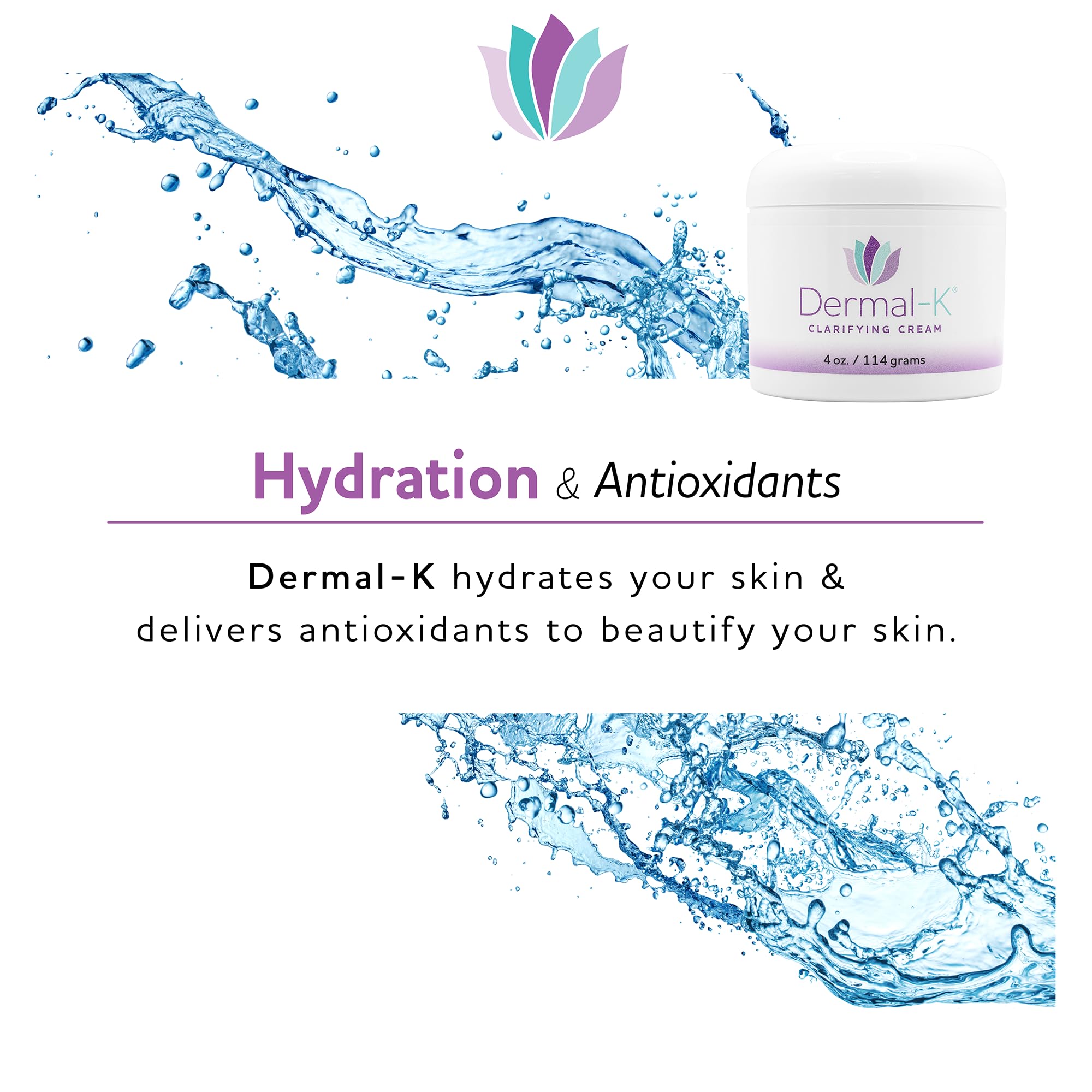 Dermal-K paraben-free packaging signals clean formulation and safety focus
