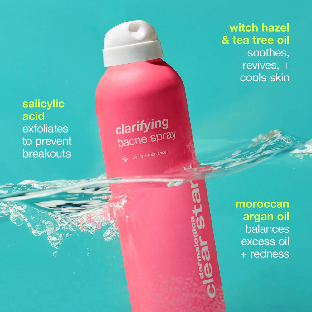 Dermalogica Clear Start Bacne Spray bottle with spray nozzle for easy daily use.