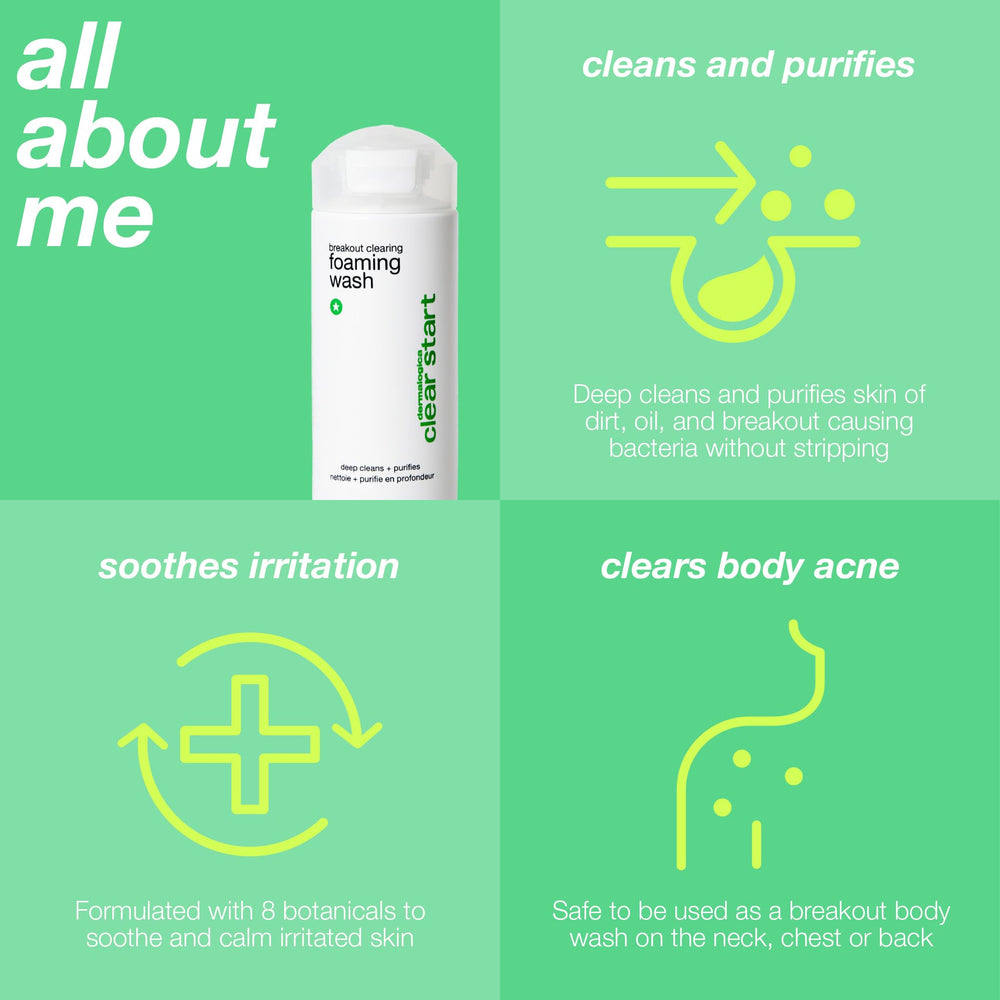 Dermalogica Clear Start foaming wash on bathroom sink—compact bottle for daily use.