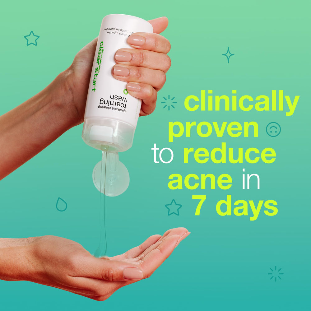 Dermalogica Clear Start foaming wash pump dispenser for easy application.