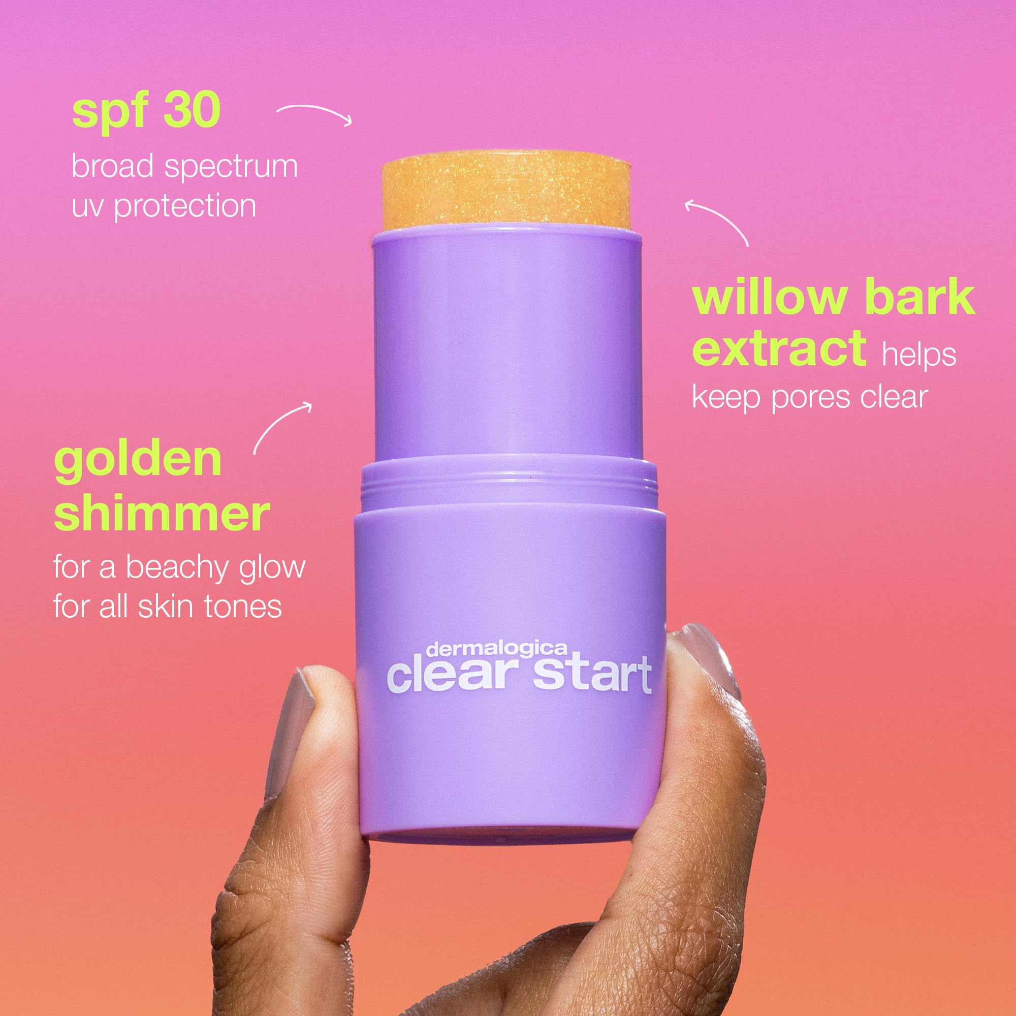 Dermalogica Golden Hour Stick close-up shows Squalane hydration