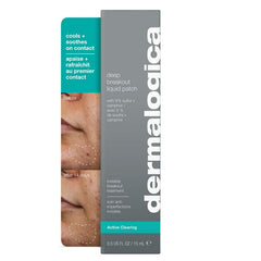 Dermalogica Deep Acne Liquid Patch close-up illustrating breathable liquid-to-patch layer shielding skin from pollution