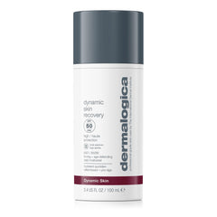 Dermalogica Dynamic Skin Recovery SPF50 bottle showing a lightweight, non-greasy sunscreen moisturizer.