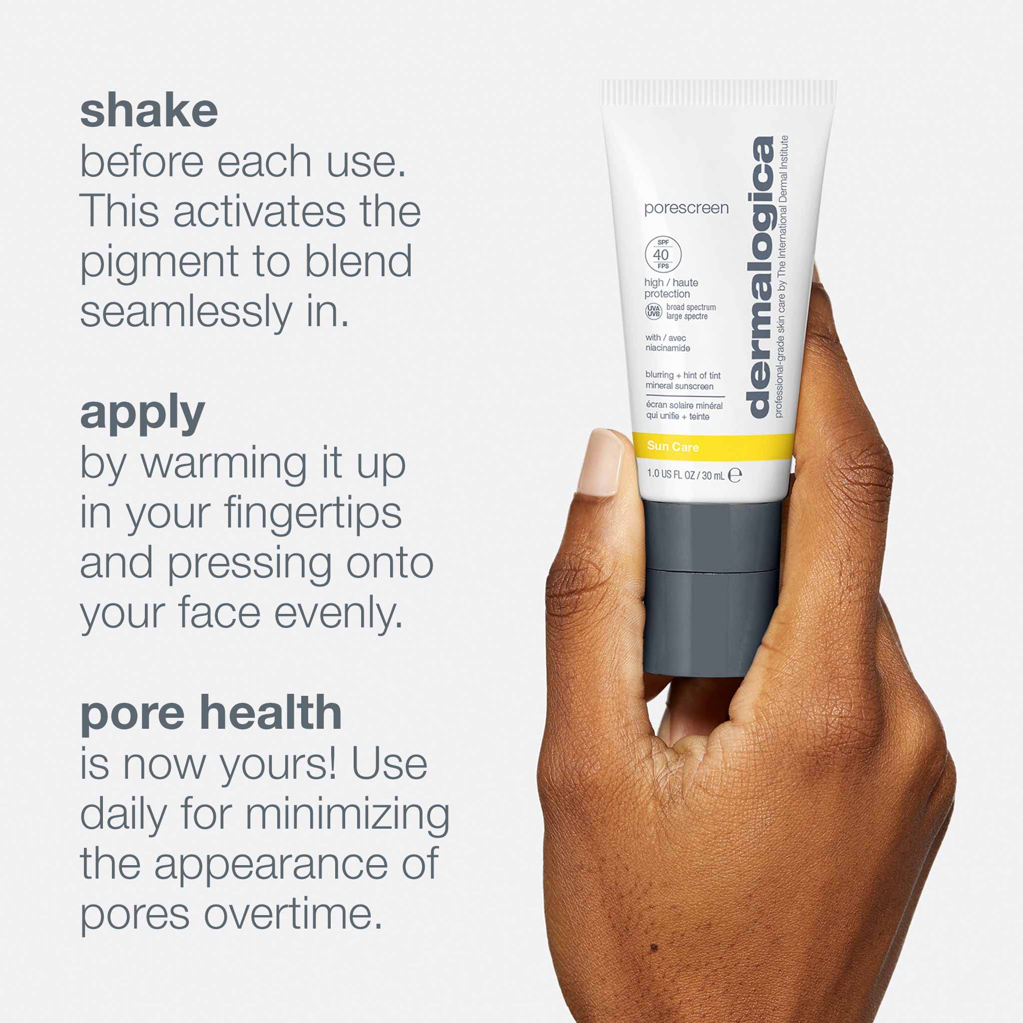 Dermalogica Porescreen SPF 40 daily-use face product after moisturizer.