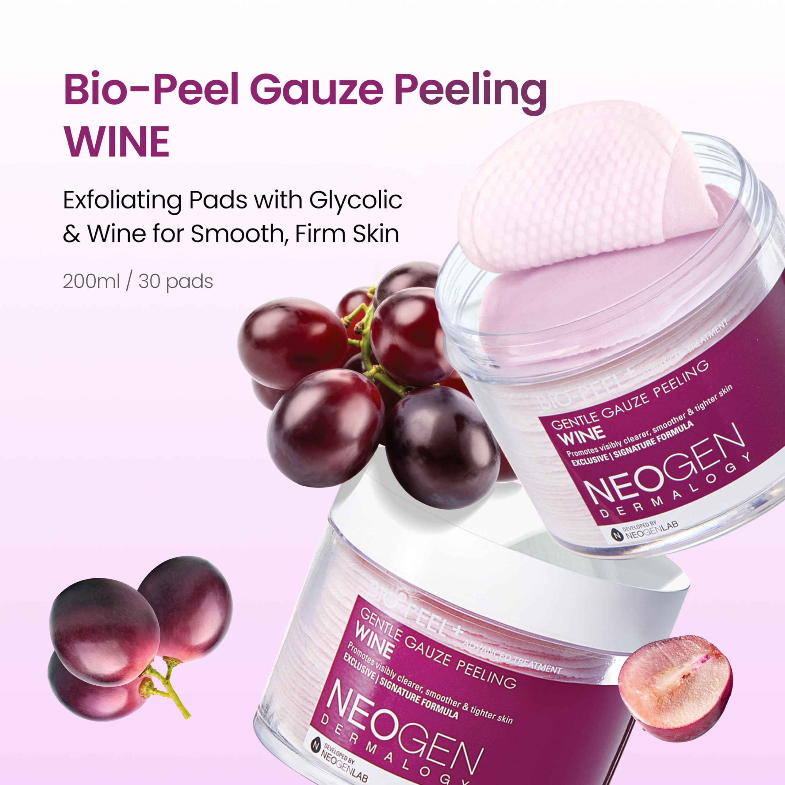 Closeup shows gauze texture that exfoliates dead skin gently.